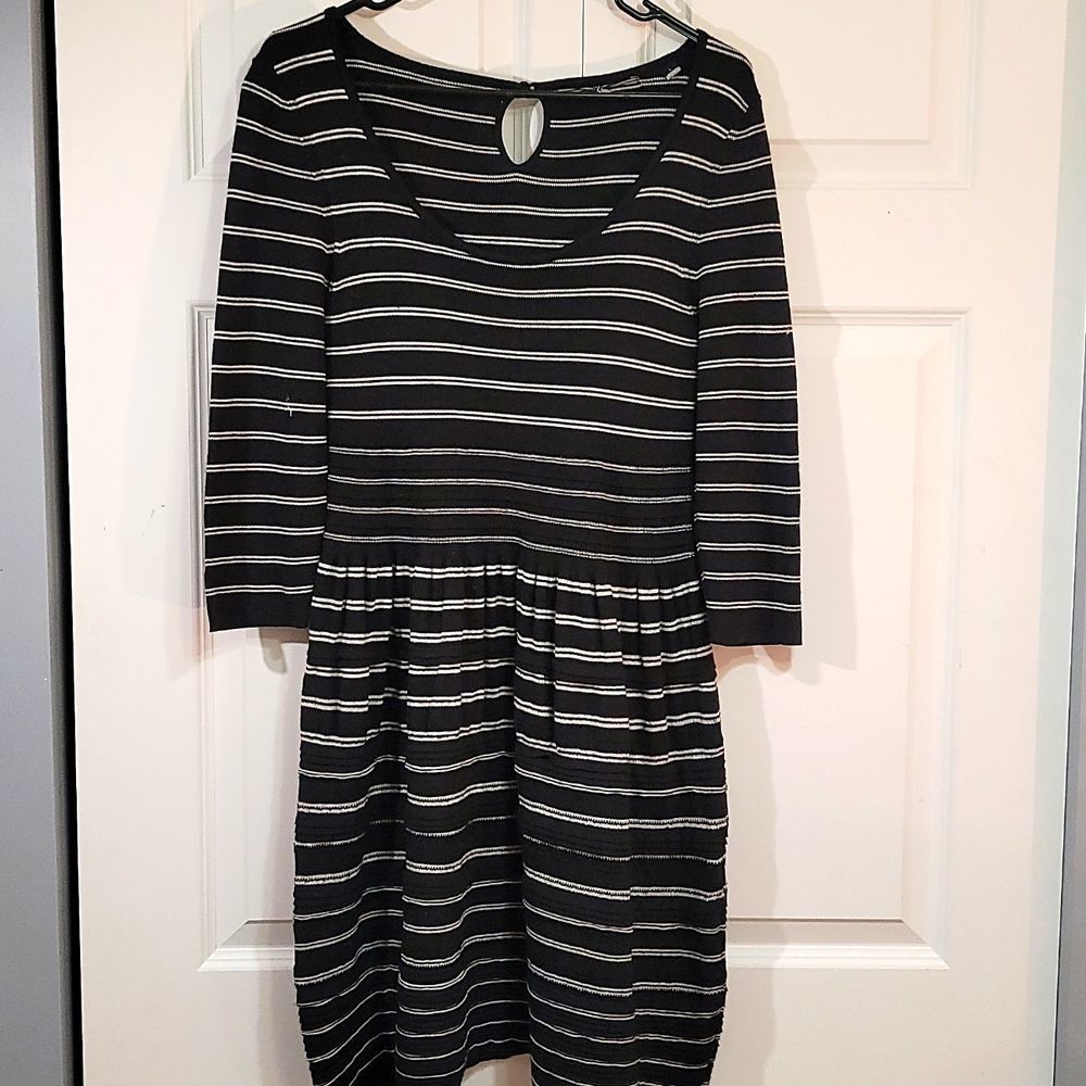 Anthropologie Knitted & Knotted Womens Large Black Elodie Wool Blend Dress